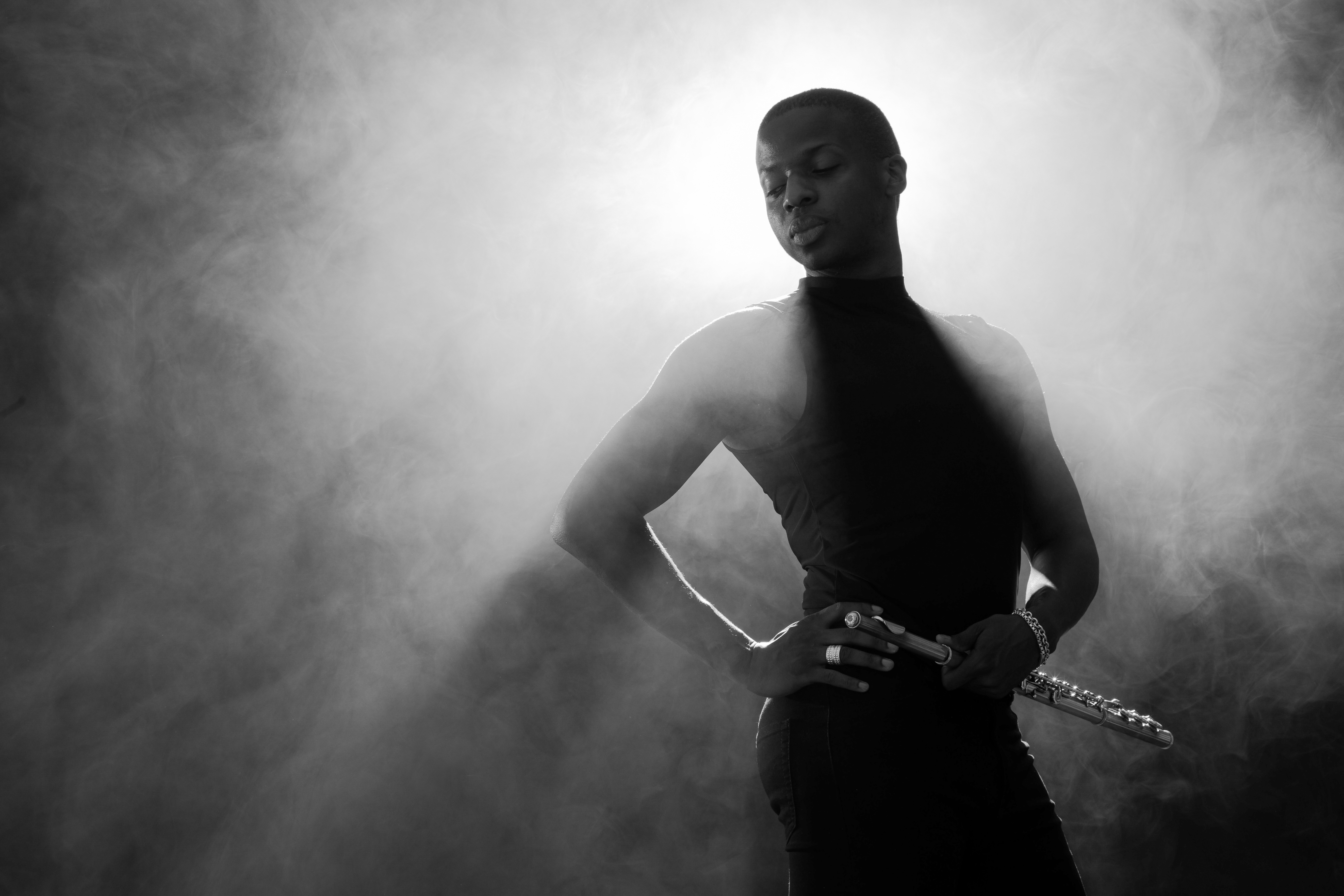 Roldon Brown performing with the flute